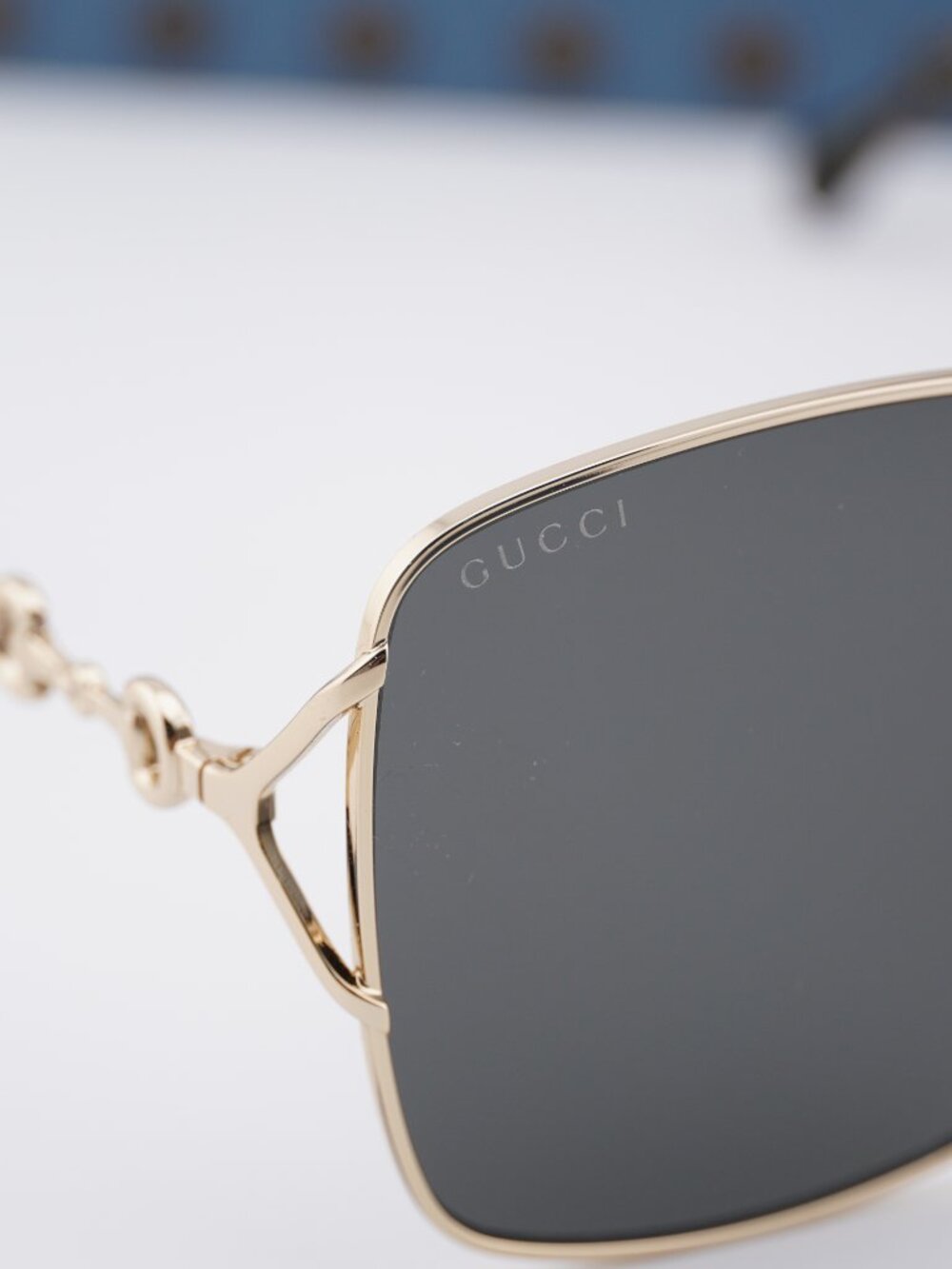 Gucci GG1018SK 001 Square Sunglasses - Gold / Grey - Picture 9 of 13